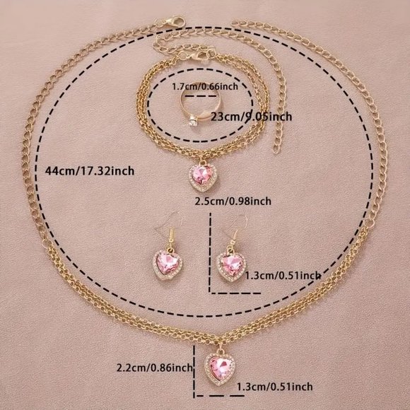 6pcs/set Women's Watch Rhinestone Heart Pointer Quartz Watch Cute Bracelet - Picture 5 of 5